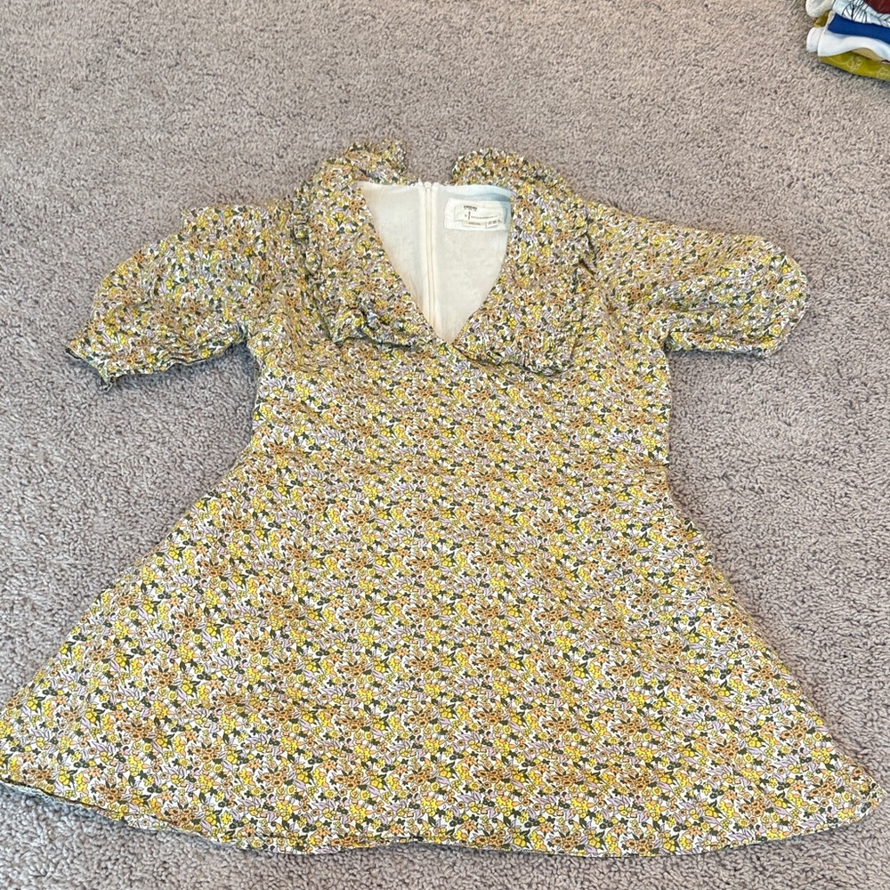 Anthropologie Yellow Floral Mini Dress